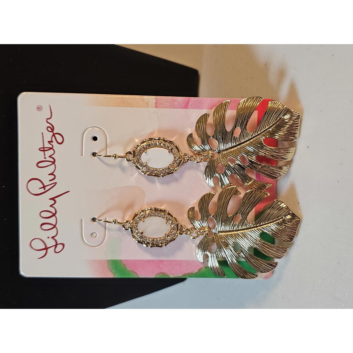 Lilly Pulitzer Gold Monstera Leaf Earrings